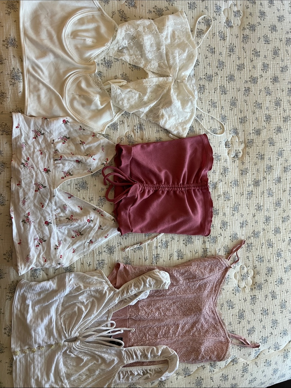 Mixed Women's Crop & Cami Top Bundle - Whites, Floral & Rose